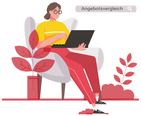 Interessentin beim Angebotsvergleich am Laptop