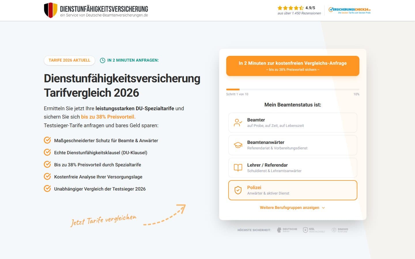 Screenshot 1 von dienstunfaehigkeitsversicherung-vergleich.net