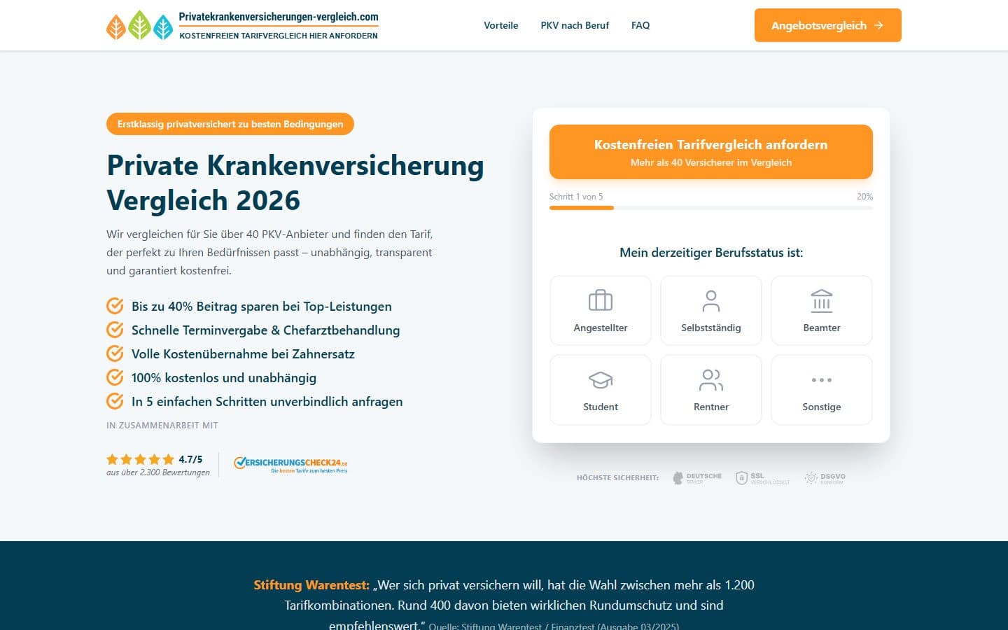 Screenshot 1 von privatekrankenversicherungen-vergleich.com
