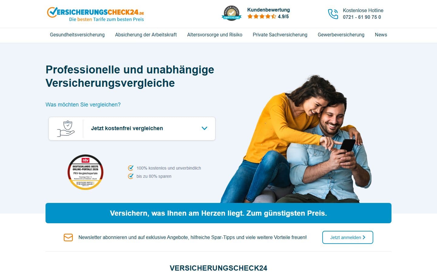 Screenshot 1 von versicherungscheck24.de